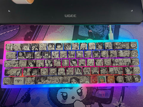 Manga Anime Ahegao PBT Keycaps Set