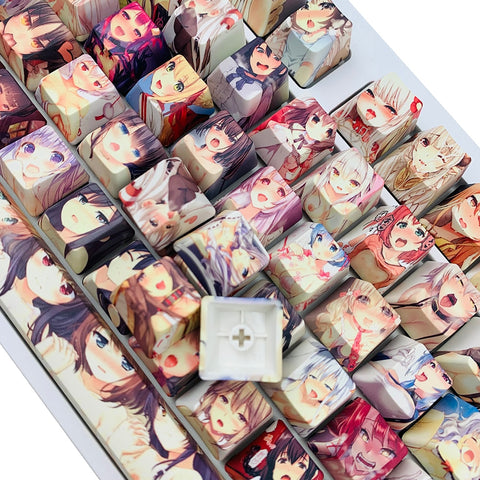 Manga Anime Ahegao PBT Keycaps Set