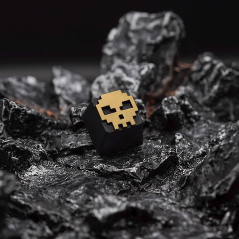 Golden Skull Digi Keycap - Hand Painted Skull Keycap - KEYCAPIST